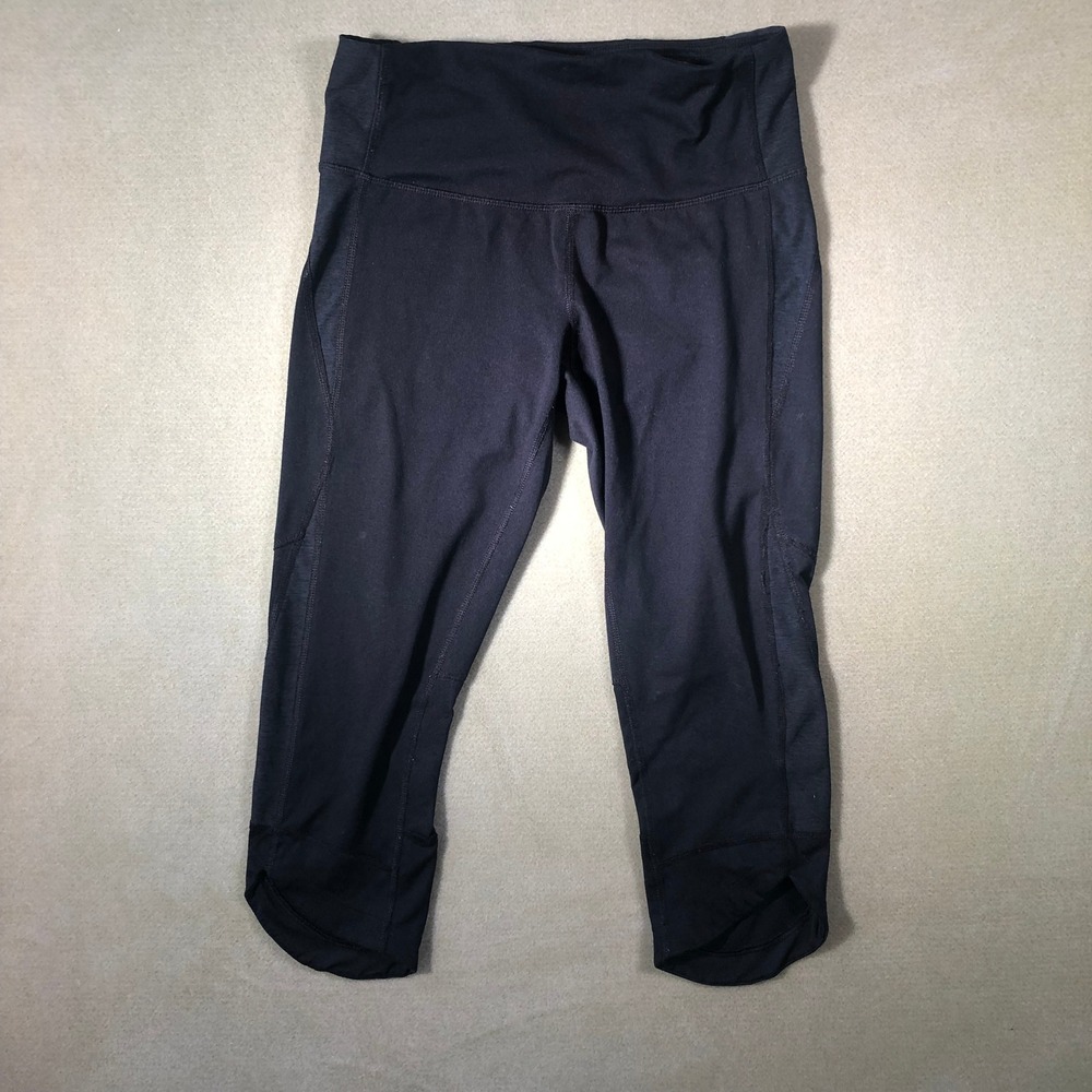 Champion Leggings Womens Medium Black Capri Cropped Mesh Panel Tulip Hem
